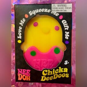 NeeDoh Chicka DeeDoos Yellow and Pink with Green Polka Dots! New!